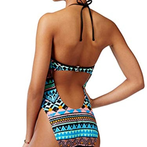 Bikini Nation Tribal Print Illusion Plunge 1 Piece - Picture 2 of 2